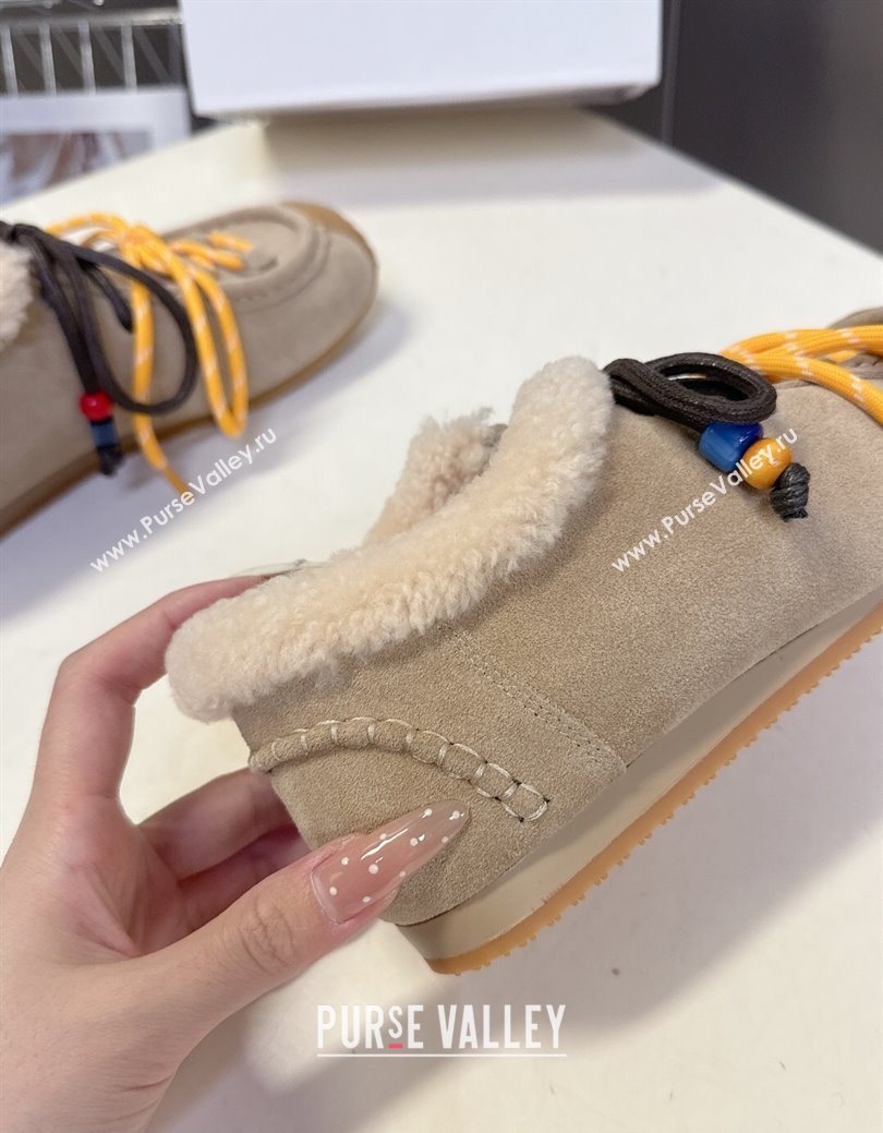 Loewe High top Sneakers in Suede and Wool Beige 2025 LW103001 (MD-251030039)