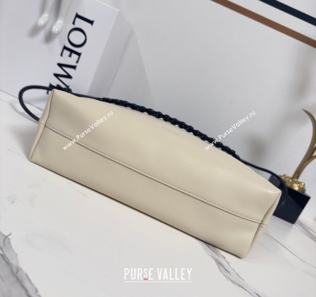 Loewe Flamenco Purse Tote Bag in Mellow Nappa Lambskin Leather Light Ghost/Black 2025 012551 (nana-251121001)