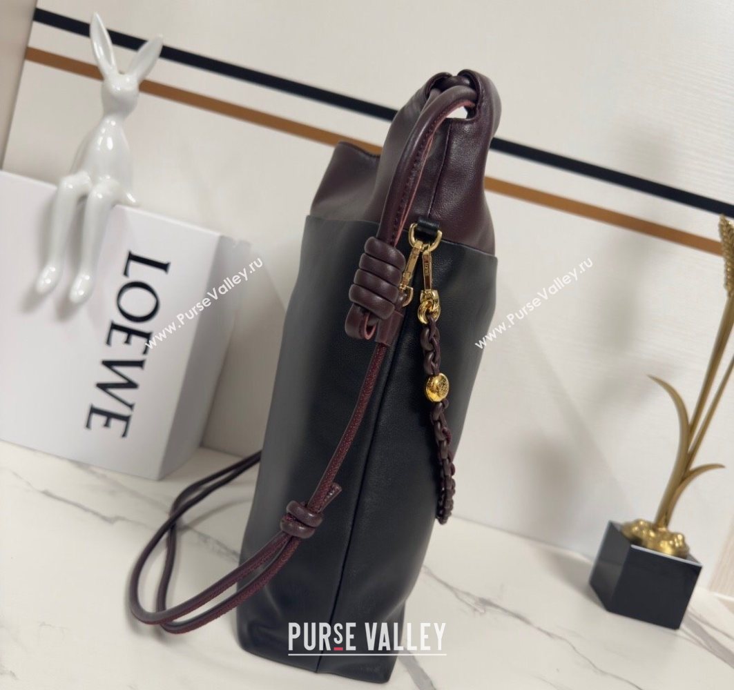 Loewe Flamenco Purse Tote Bag in Mellow Nappa Lambskin Leather Black/Dark Chestnut 2025 012551 (nana-251121002)