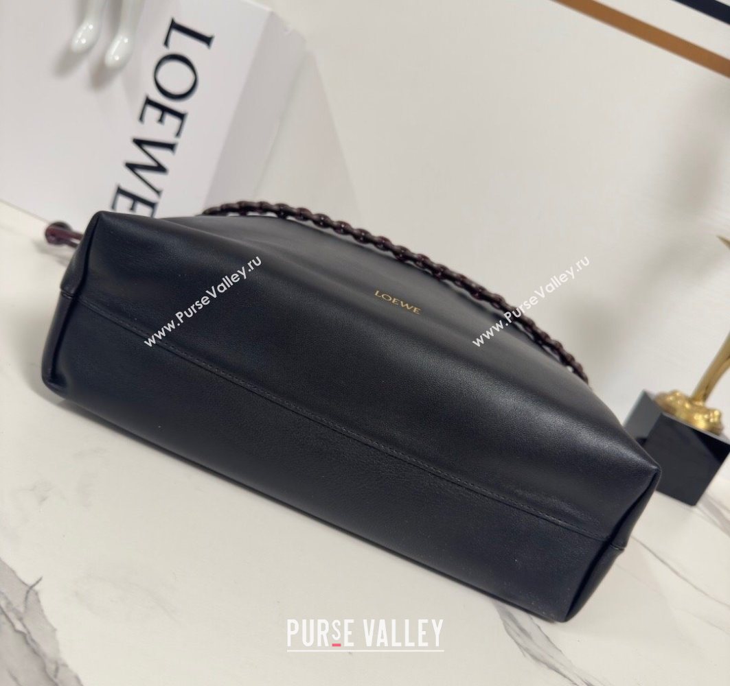 Loewe Flamenco Purse Tote Bag in Mellow Nappa Lambskin Leather Black/Dark Chestnut 2025 012551 (nana-251121002)