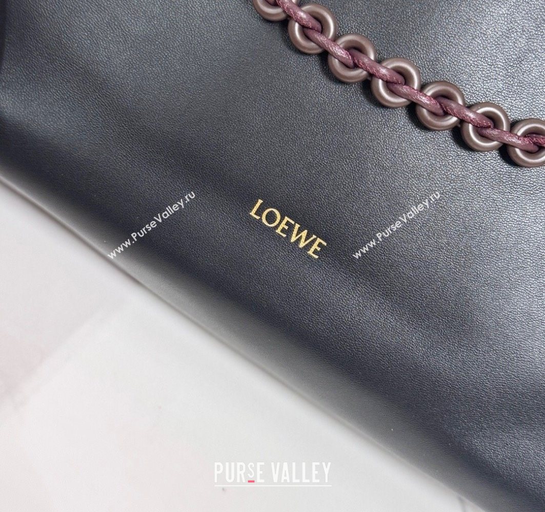 Loewe Flamenco Purse Tote Bag in Mellow Nappa Lambskin Leather Black/Dark Chestnut 2025 012551 (nana-251121002)