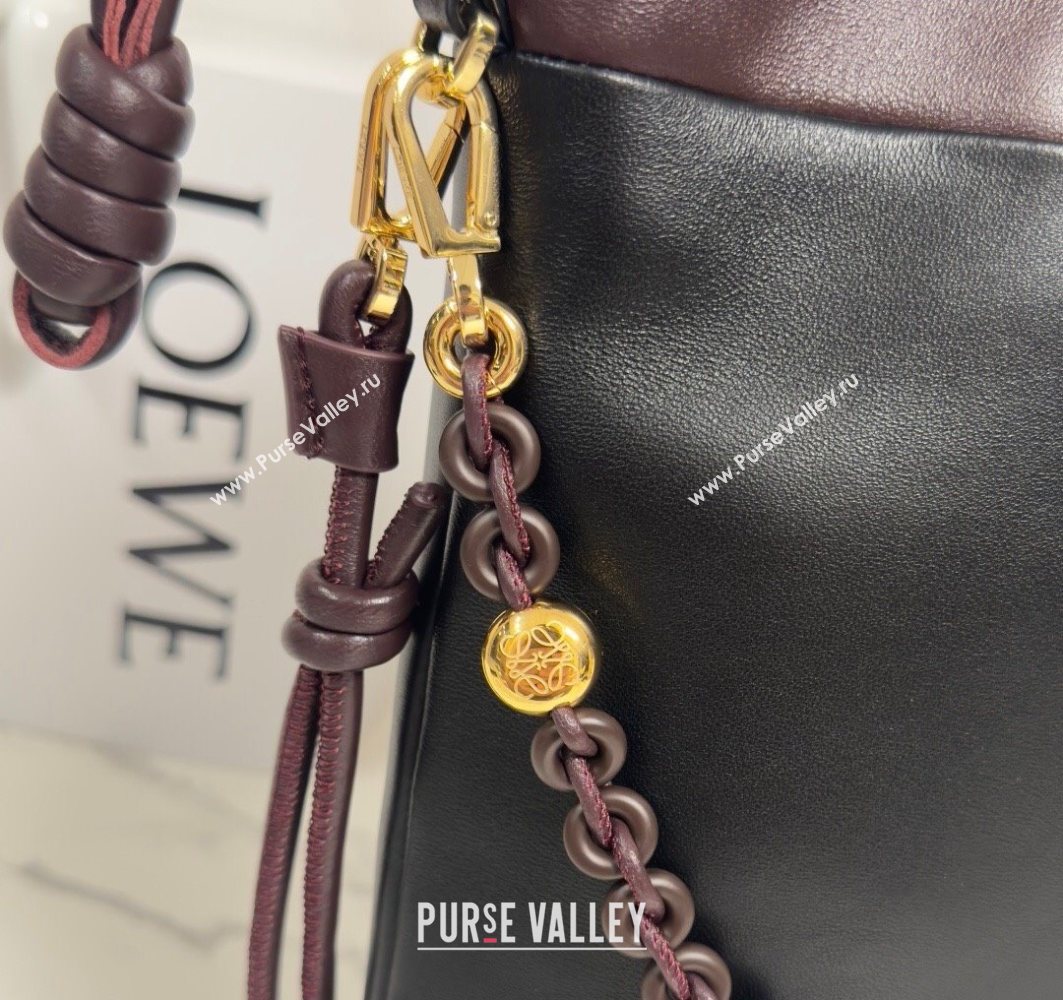 Loewe Flamenco Purse Tote Bag in Mellow Nappa Lambskin Leather Black/Dark Chestnut 2025 012551 (nana-251121002)