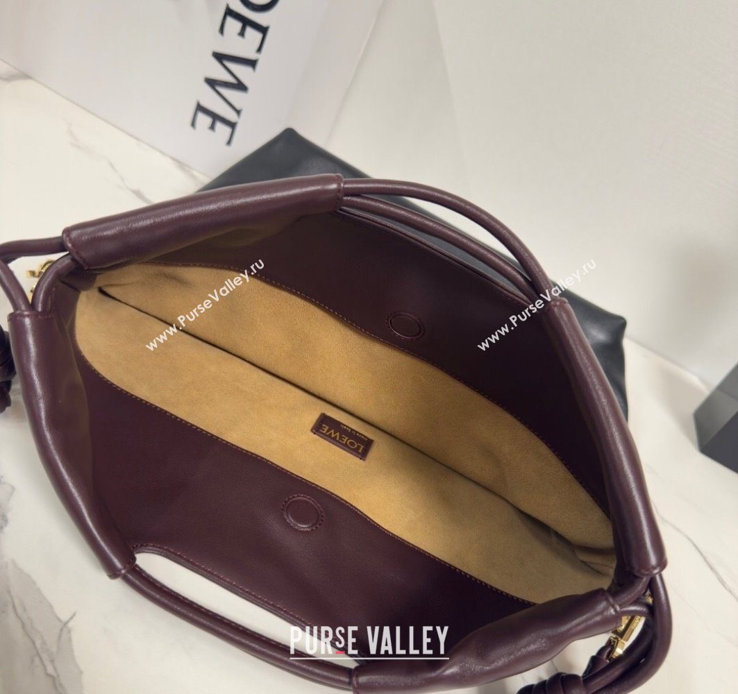 Loewe Flamenco Purse Tote Bag in Mellow Nappa Lambskin Leather Black/Dark Chestnut 2025 012551 (nana-251121002)