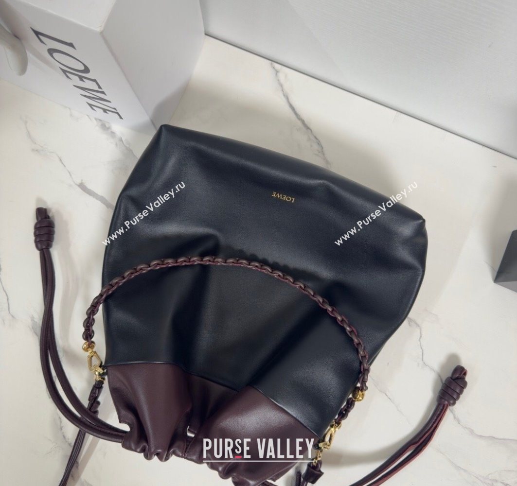 Loewe Flamenco Purse Tote Bag in Mellow Nappa Lambskin Leather Black/Dark Chestnut 2025 012551 (nana-251121002)