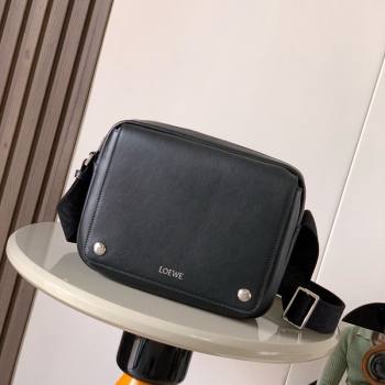 Loewe Medium Pebble messenger bag in smooth calfskin black 2025 9094 (Ys-251121004)
