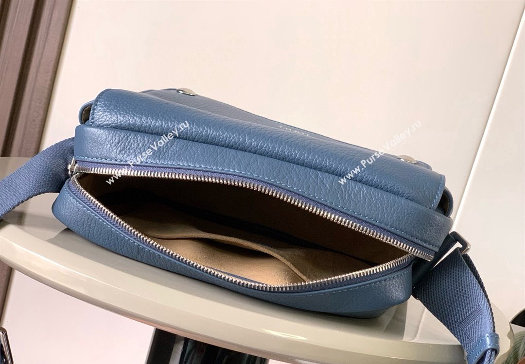 Loewe Medium Pebble messenger bag in supple grained calfskin Indigo Blue 2025 9094 (Ys-251121006)