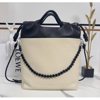 Loewe Flamenco Purse Tote Bag in Mellow Nappa Lambskin Leather Light Ghost/Black 2025 012551 (nana-251121001)