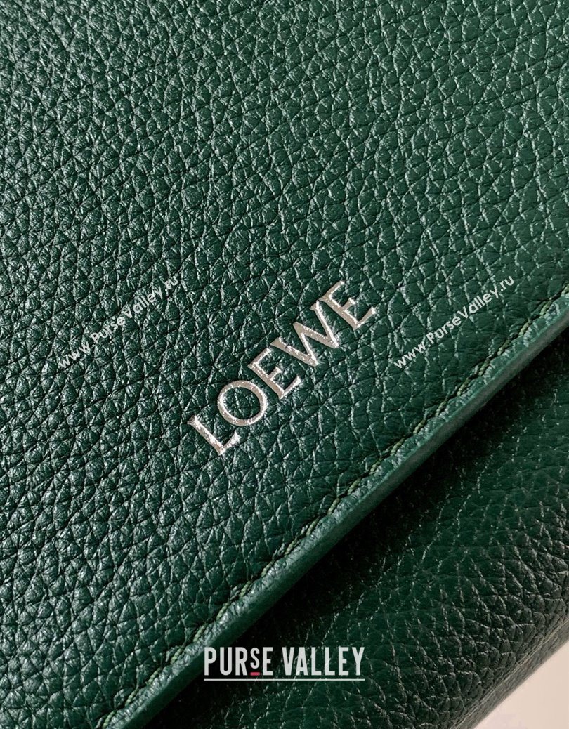 Loewe Medium Pebble messenger bag in supple grained calfskin Green 2025 9094 (Ys-251121008)