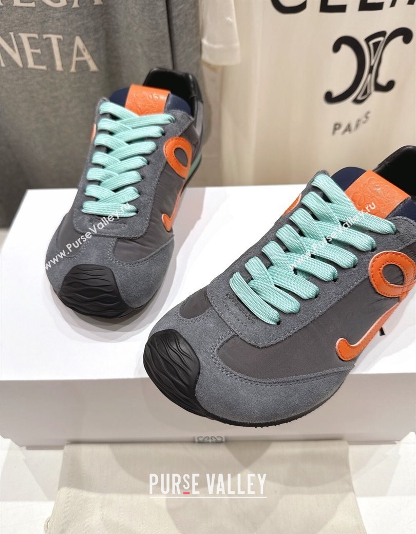 Loewe Ballet Runner 2.0 Sneakers in Nylon and Suede Grey/Orange 2025 (KL-251210054)