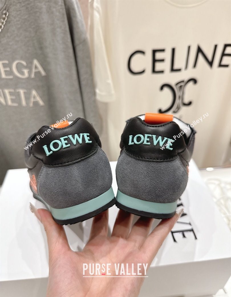 Loewe Ballet Runner 2.0 Sneakers in Nylon and Suede Grey/Orange 2025 (KL-251210054)