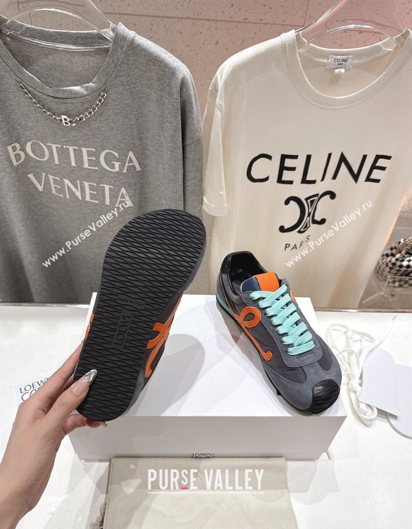Loewe Ballet Runner 2.0 Sneakers in Nylon and Suede Grey/Orange 2025 (KL-251210054)