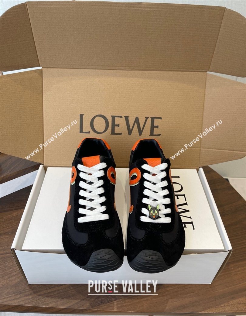 Loewe Ballet Runner 2.0 Sneakers in Nylon and Suede Black/Orange 2025 1210 (KL-251210045)