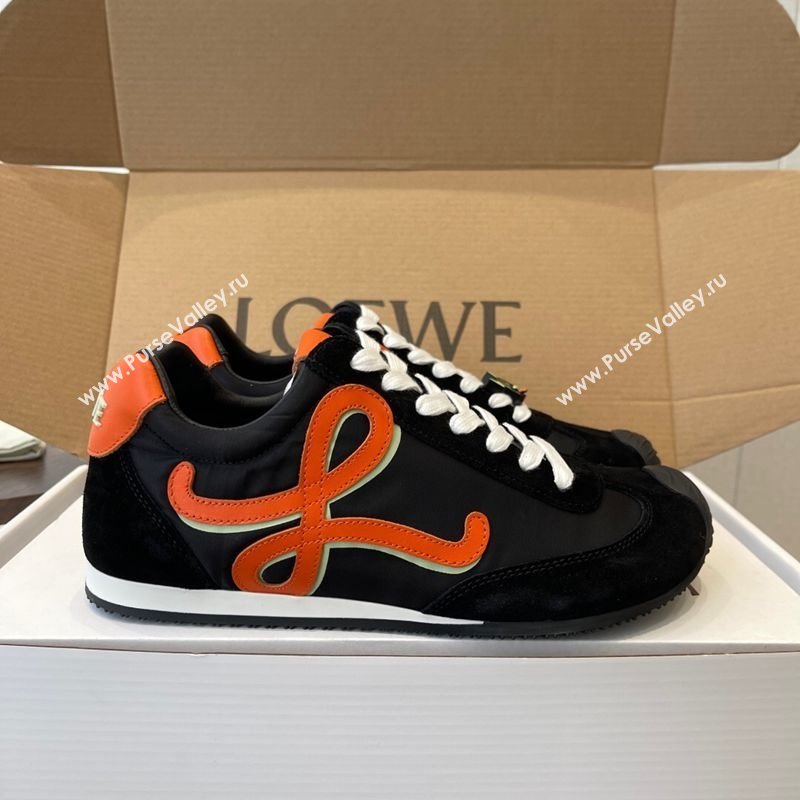 Loewe Ballet Runner 2.0 Sneakers in Nylon and Suede Black/Orange 2025 1210 (KL-251210045)
