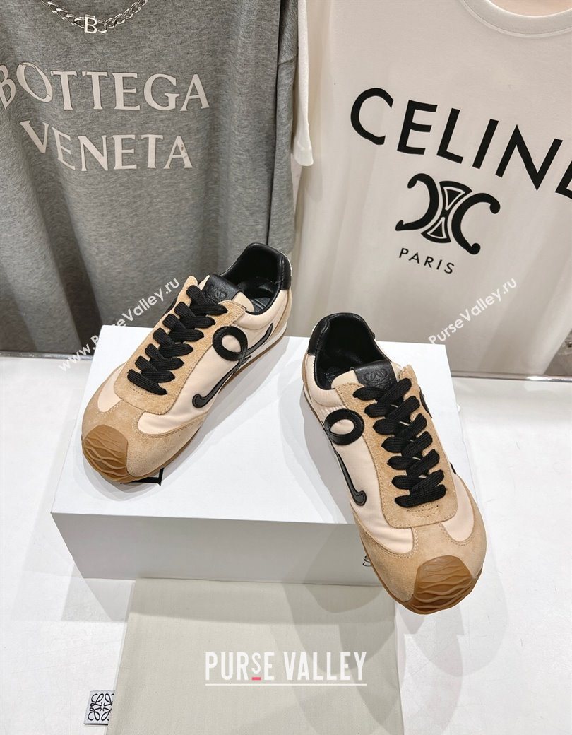 Loewe Ballet Runner 2.0 Sneakers in Nylon and Suede Beige/Black 2025 1210 (KL-251210057)