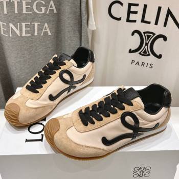Loewe Ballet Runner 2.0 Sneakers in Nylon and Suede Beige/Black 2025 1210 (KL-251210057)