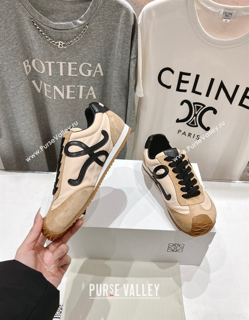 Loewe Ballet Runner 2.0 Sneakers in Nylon and Suede Beige/Black 2025 1210 (KL-251210057)