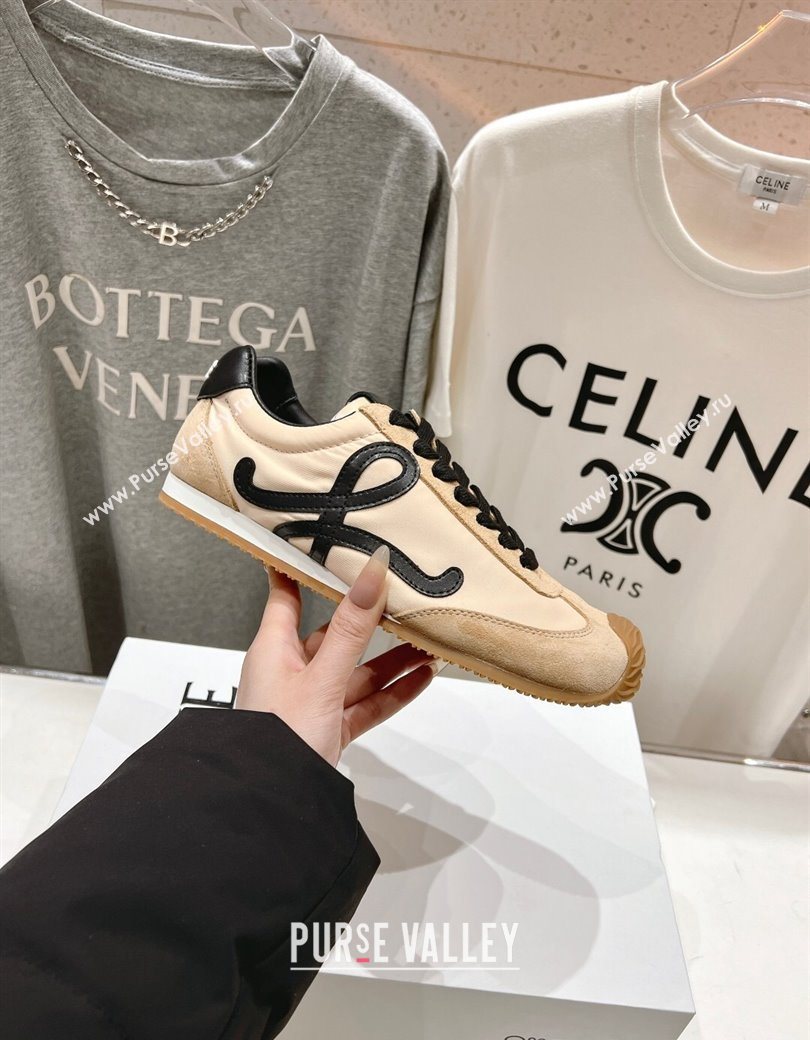 Loewe Ballet Runner 2.0 Sneakers in Nylon and Suede Beige/Black 2025 1210 (KL-251210057)