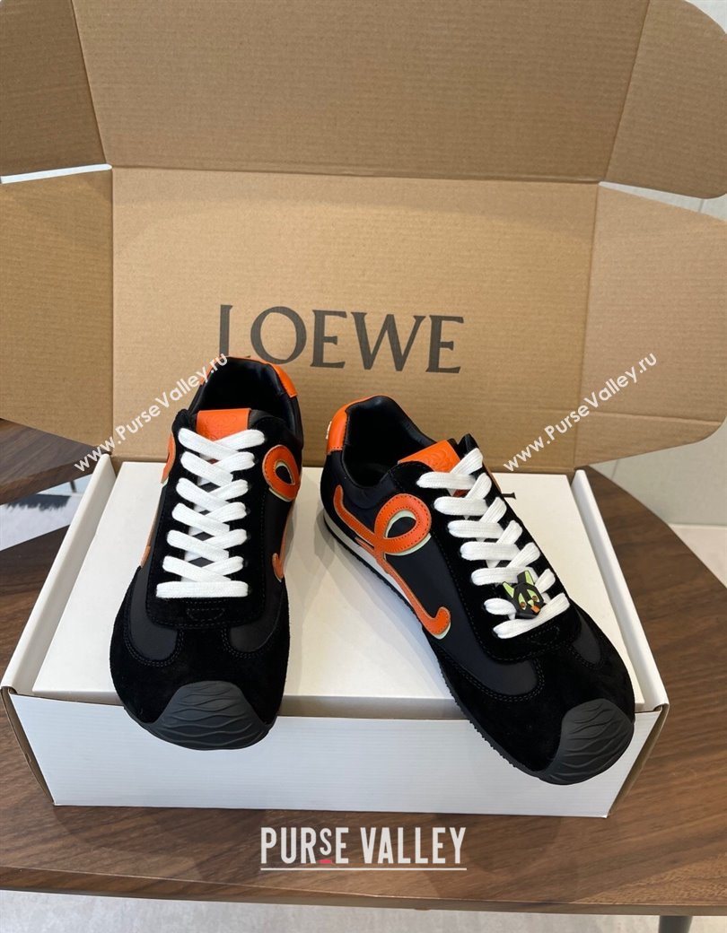 Loewe Ballet Runner 2.0 Sneakers in Nylon and Suede Black/Orange 2025 1210 (KL-251210045)