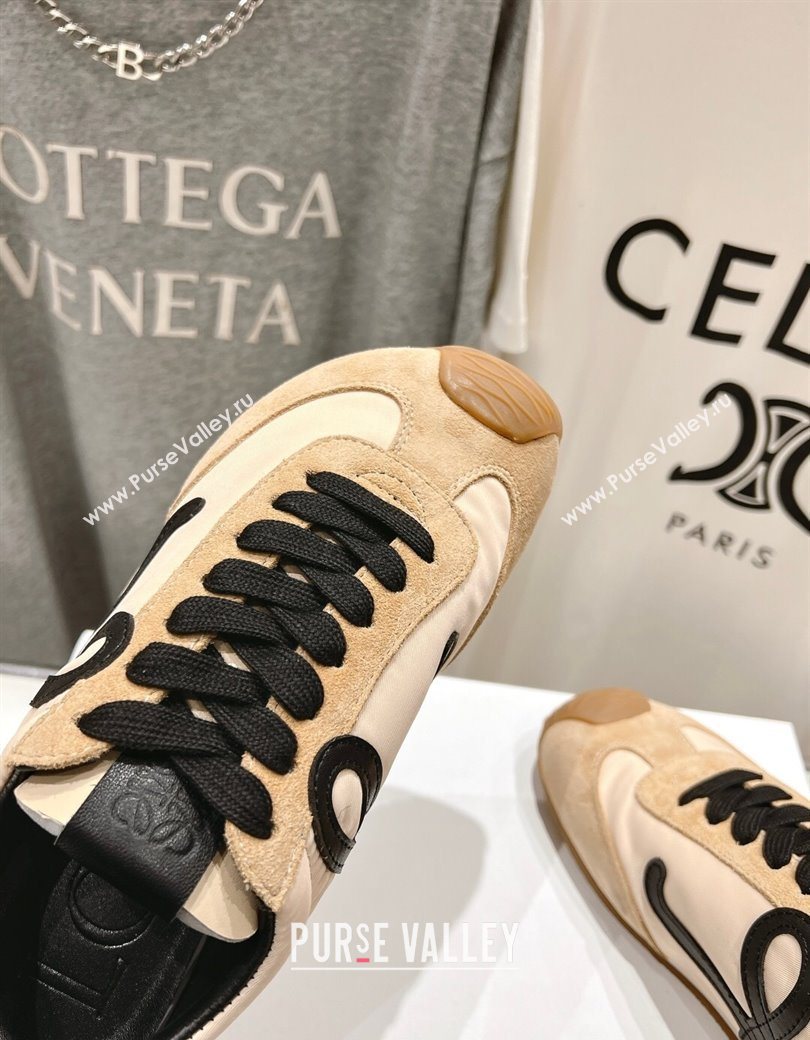 Loewe Ballet Runner 2.0 Sneakers in Nylon and Suede Beige/Black 2025 1210 (KL-251210057)