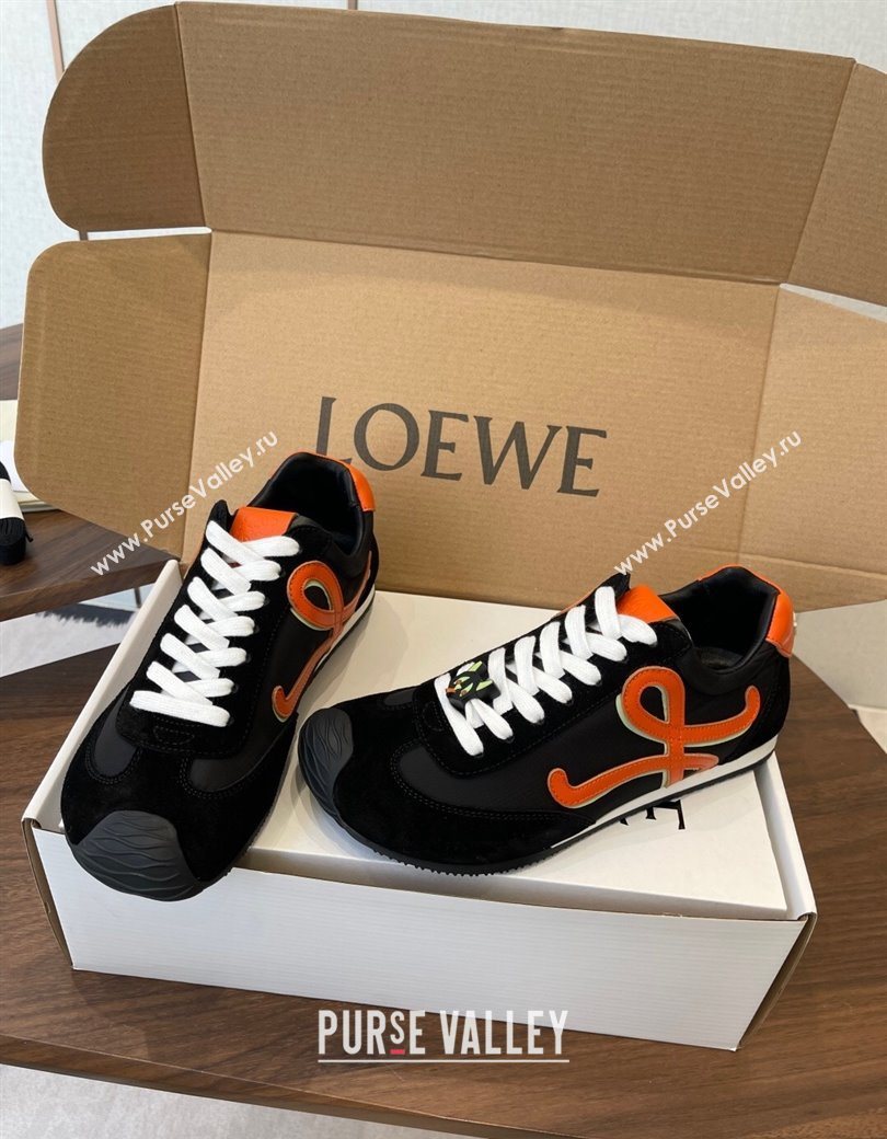 Loewe Ballet Runner 2.0 Sneakers in Nylon and Suede Black/Orange 2025 1210 (KL-251210045)