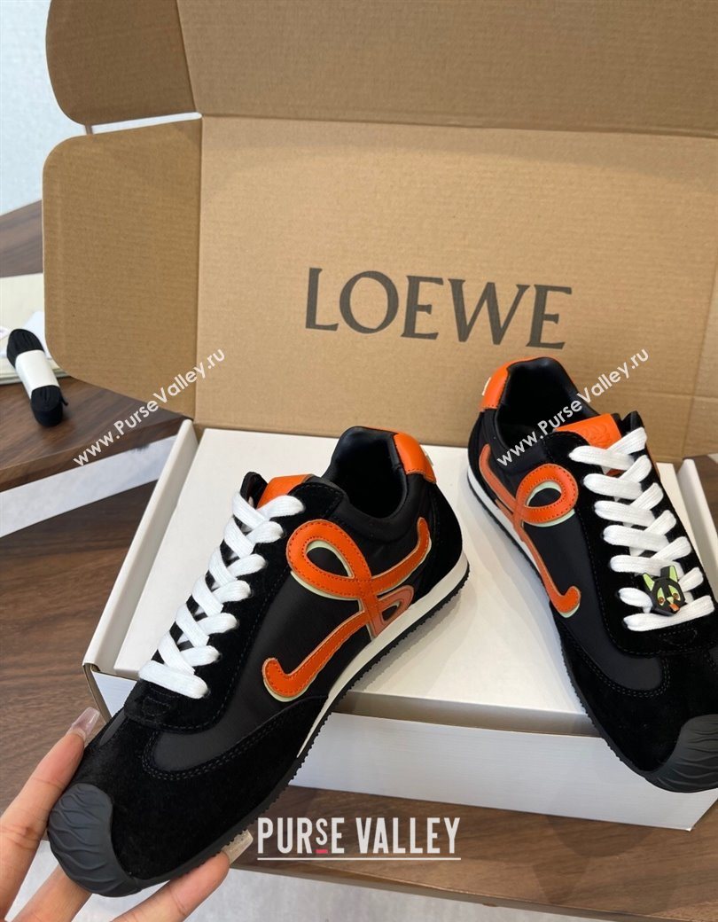 Loewe Ballet Runner 2.0 Sneakers in Nylon and Suede Black/Orange 2025 1210 (KL-251210045)