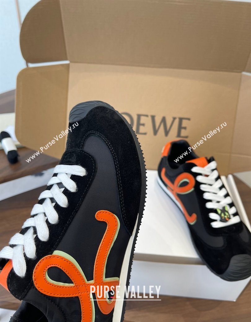 Loewe Ballet Runner 2.0 Sneakers in Nylon and Suede Black/Orange 2025 1210 (KL-251210045)