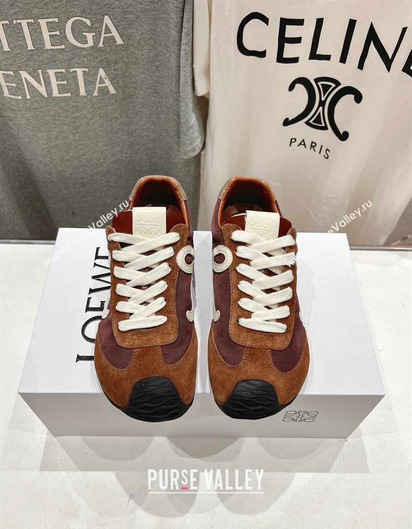 Loewe Ballet Runner 2.0 Sneakers in Nylon and Suede Brown/White 2025 1210 (KL-251210061)