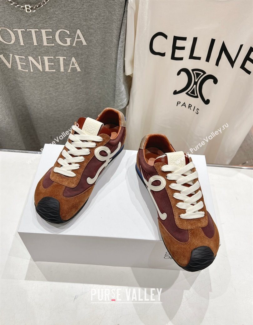 Loewe Ballet Runner 2.0 Sneakers in Nylon and Suede Brown/White 2025 1210 (KL-251210061)