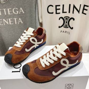Loewe Ballet Runner 2.0 Sneakers in Nylon and Suede Brown/White 2025 1210 (KL-251210061)