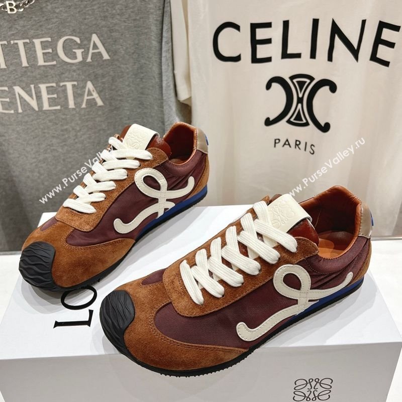 Loewe Ballet Runner 2.0 Sneakers in Nylon and Suede Brown/White 2025 1210 (KL-251210061)