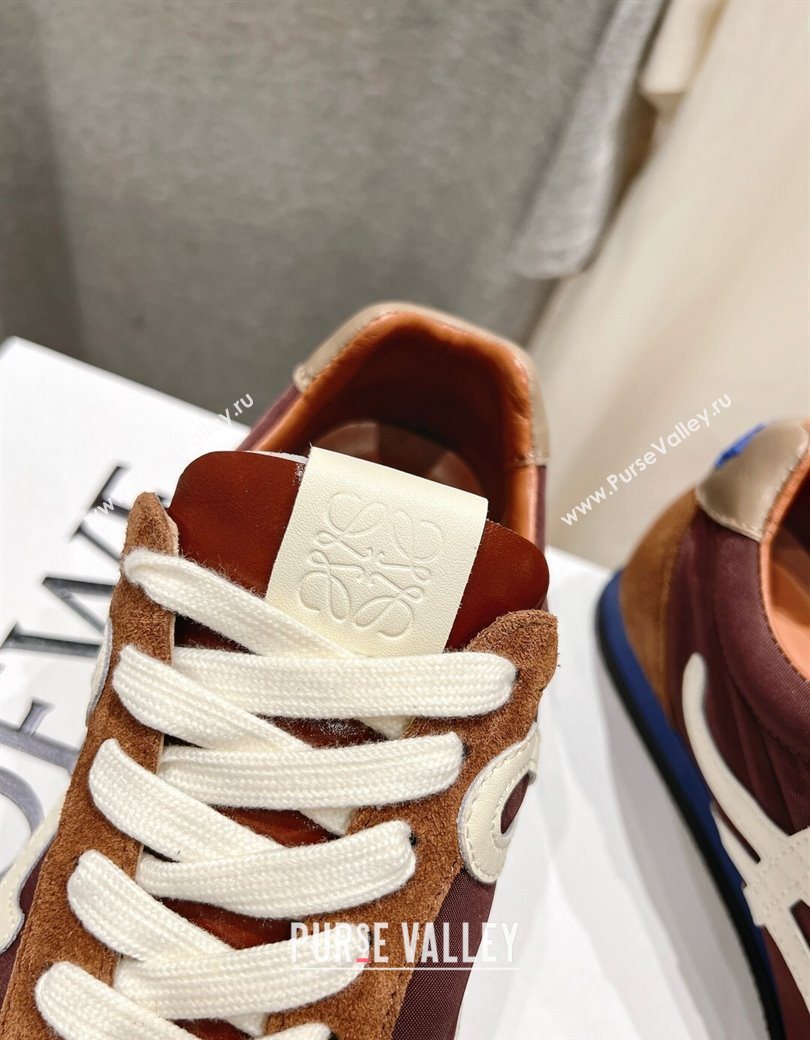 Loewe Ballet Runner 2.0 Sneakers in Nylon and Suede Brown/White 2025 1210 (KL-251210061)