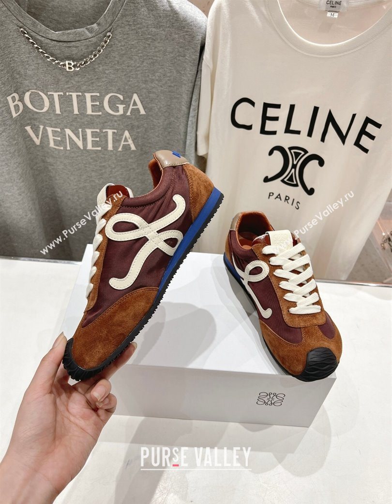 Loewe Ballet Runner 2.0 Sneakers in Nylon and Suede Brown/White 2025 1210 (KL-251210061)
