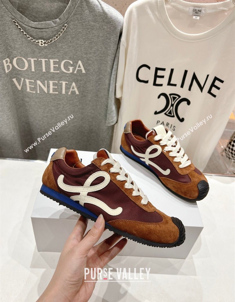 Loewe Ballet Runner 2.0 Sneakers in Nylon and Suede Brown/White 2025 1210 (KL-251210061)