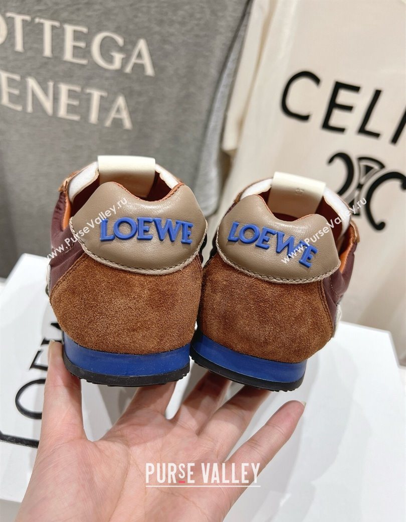 Loewe Ballet Runner 2.0 Sneakers in Nylon and Suede Brown/White 2025 1210 (KL-251210061)