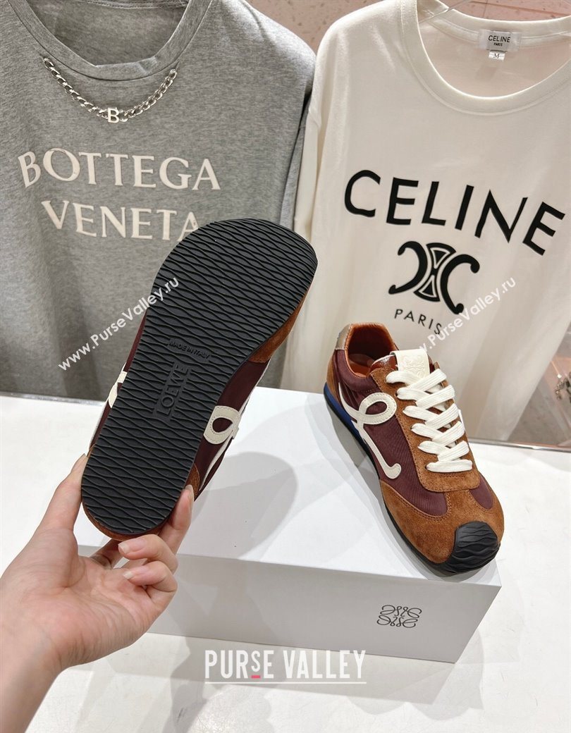 Loewe Ballet Runner 2.0 Sneakers in Nylon and Suede Brown/White 2025 1210 (KL-251210061)