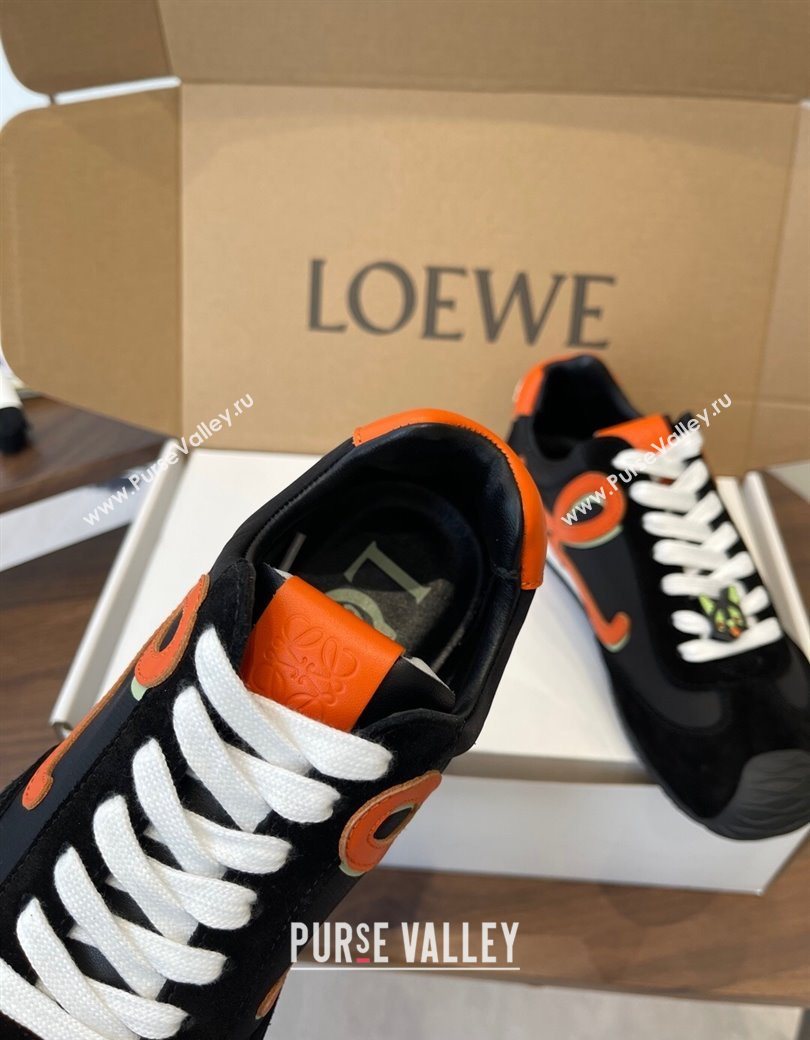 Loewe Ballet Runner 2.0 Sneakers in Nylon and Suede Black/Orange 2025 1210 (KL-251210045)
