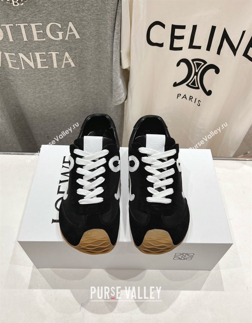 Loewe Ballet Runner 2.0 Sneakers in Nylon and Suede Black/White2 2025 (KL-251210062)