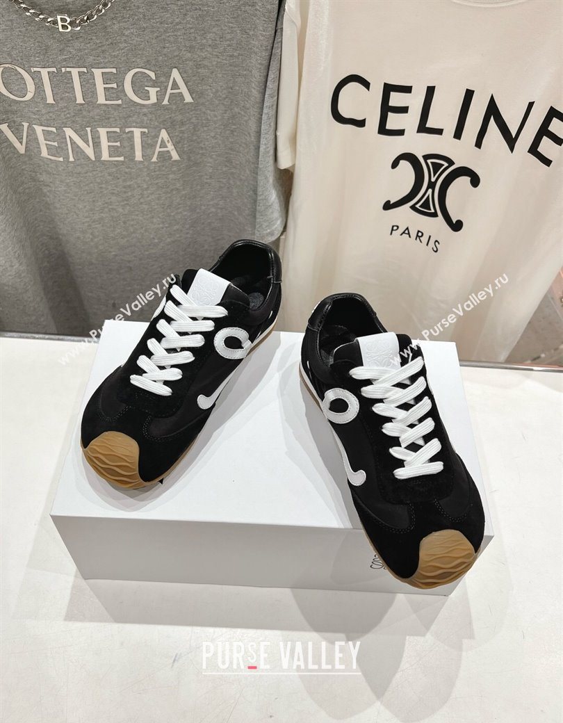 Loewe Ballet Runner 2.0 Sneakers in Nylon and Suede Black/White2 2025 (KL-251210062)