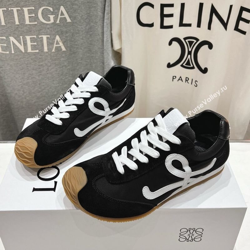 Loewe Ballet Runner 2.0 Sneakers in Nylon and Suede Black/White2 2025 (KL-251210062)