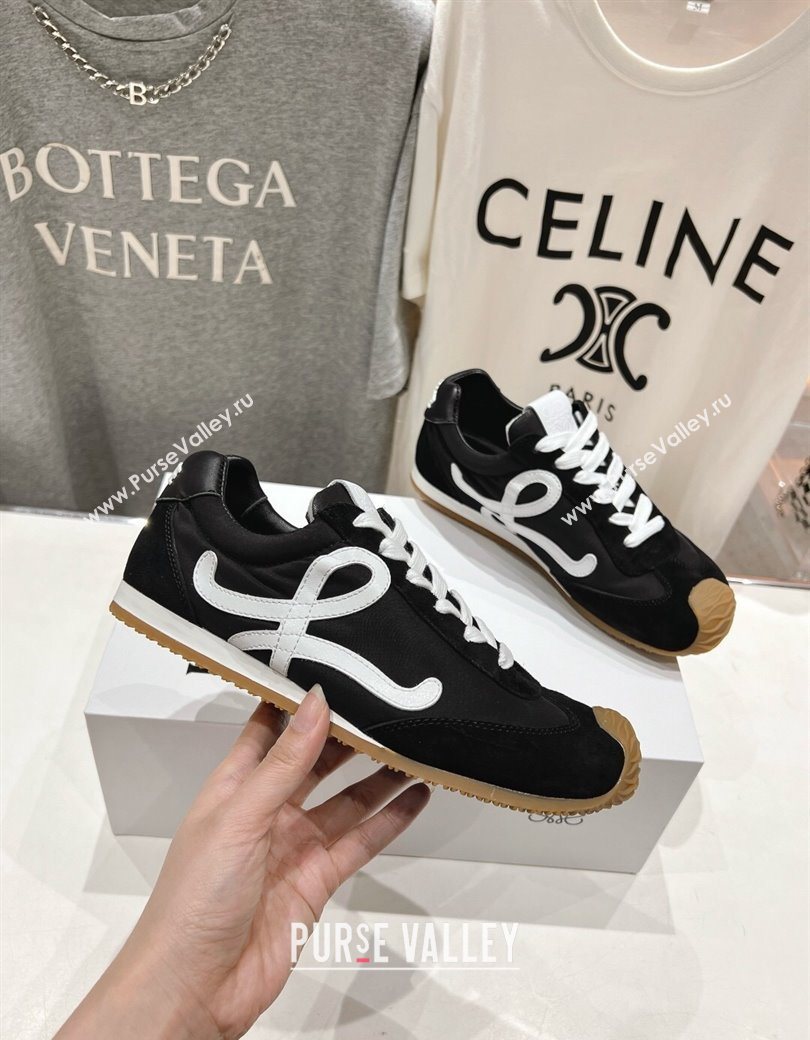 Loewe Ballet Runner 2.0 Sneakers in Nylon and Suede Black/White2 2025 (KL-251210062)