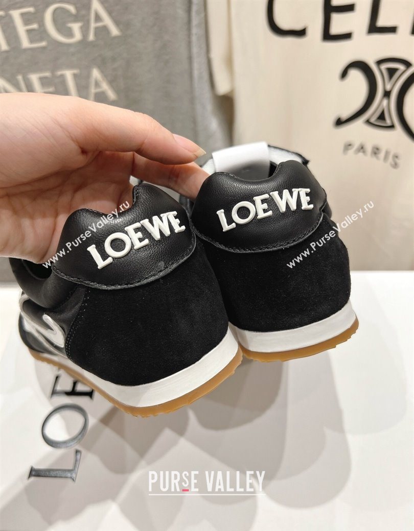 Loewe Ballet Runner 2.0 Sneakers in Nylon and Suede Black/White2 2025 (KL-251210062)