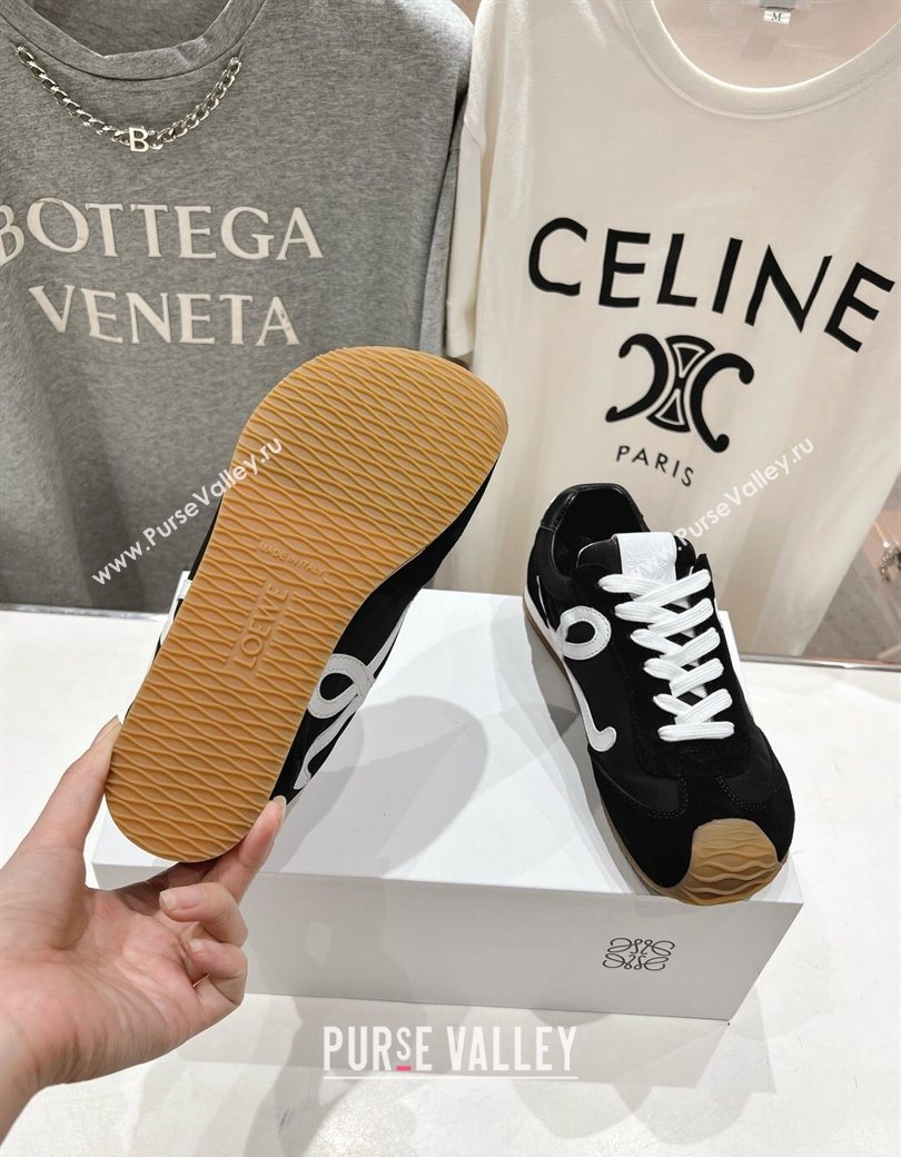 Loewe Ballet Runner 2.0 Sneakers in Nylon and Suede Black/White2 2025 (KL-251210062)