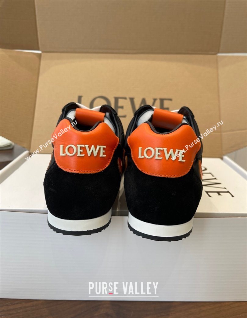 Loewe Ballet Runner 2.0 Sneakers in Nylon and Suede Black/Orange 2025 1210 (KL-251210045)