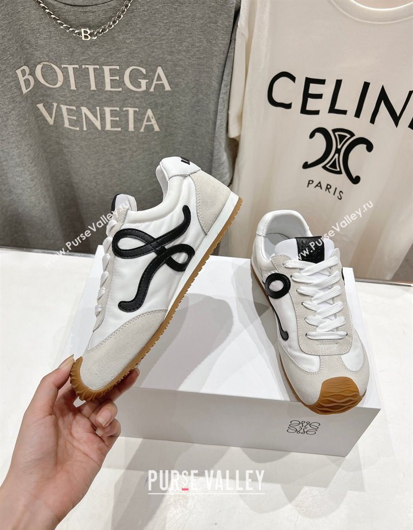Loewe Ballet Runner 2.0 Sneakers in Nylon and Suede White/Black2 2025 (KL-251210063)