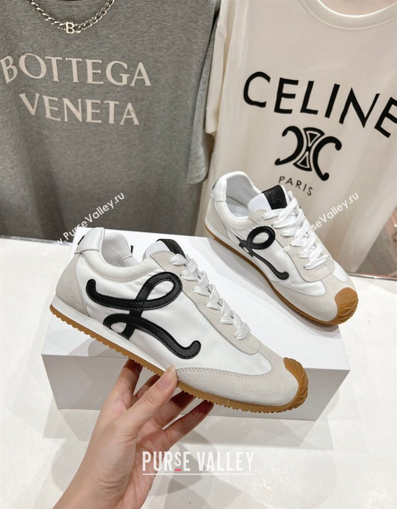 Loewe Ballet Runner 2.0 Sneakers in Nylon and Suede White/Black2 2025 (KL-251210063)
