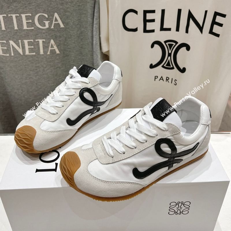 Loewe Ballet Runner 2.0 Sneakers in Nylon and Suede White/Black2 2025 (KL-251210063)