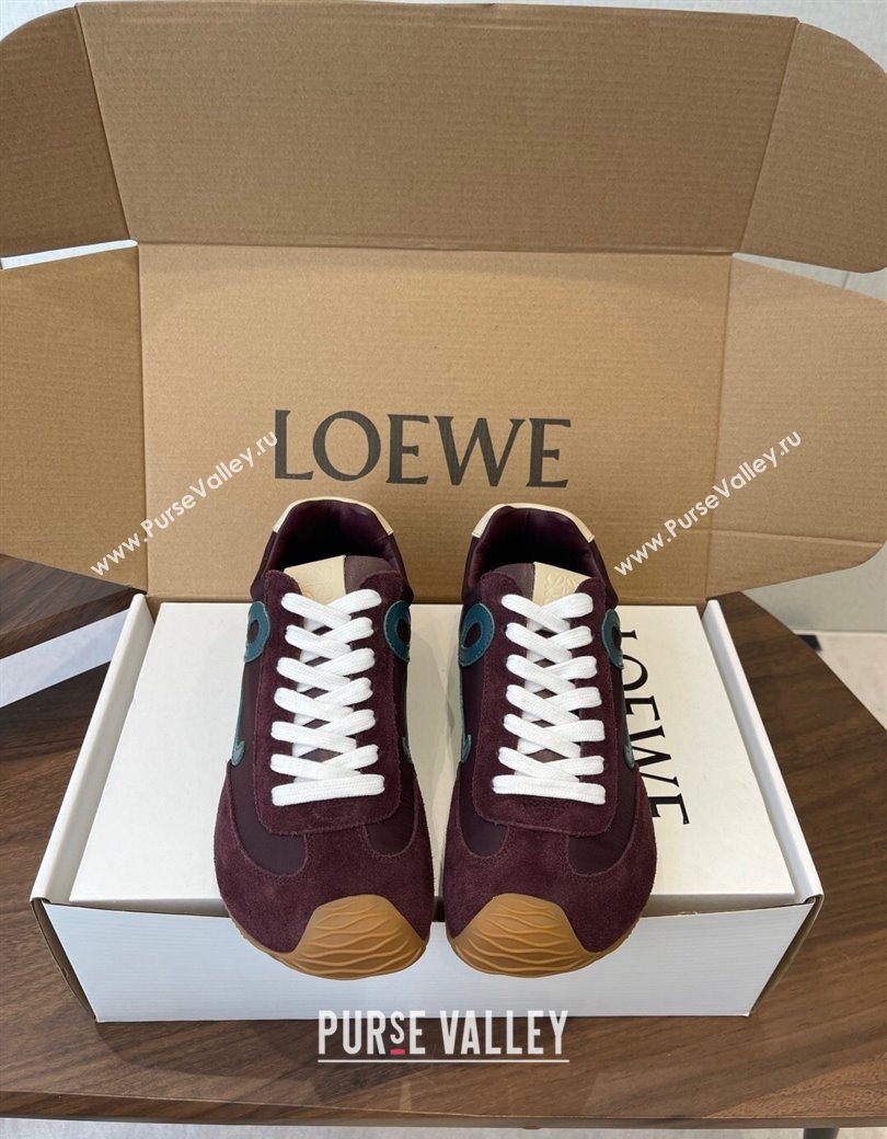 Loewe Ballet Runner 2.0 Sneakers in Nylon and Suede Brown/Green 2025 1210 (KL-251210046)