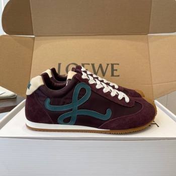 Loewe Ballet Runner 2.0 Sneakers in Nylon and Suede Brown/Green 2025 1210 (KL-251210046)