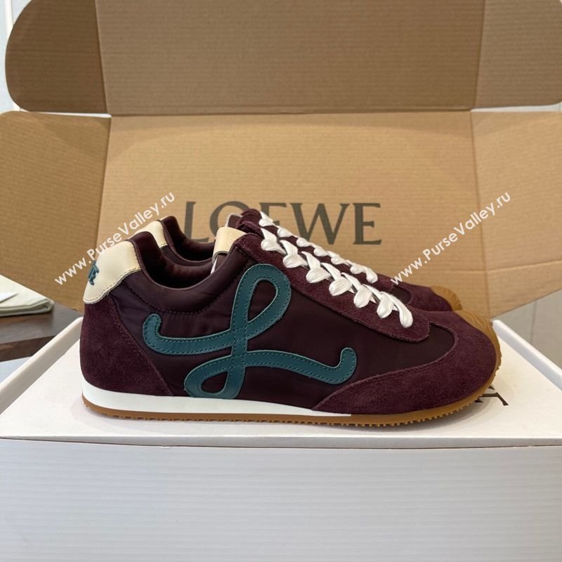 Loewe Ballet Runner 2.0 Sneakers in Nylon and Suede Brown/Green 2025 1210 (KL-251210046)