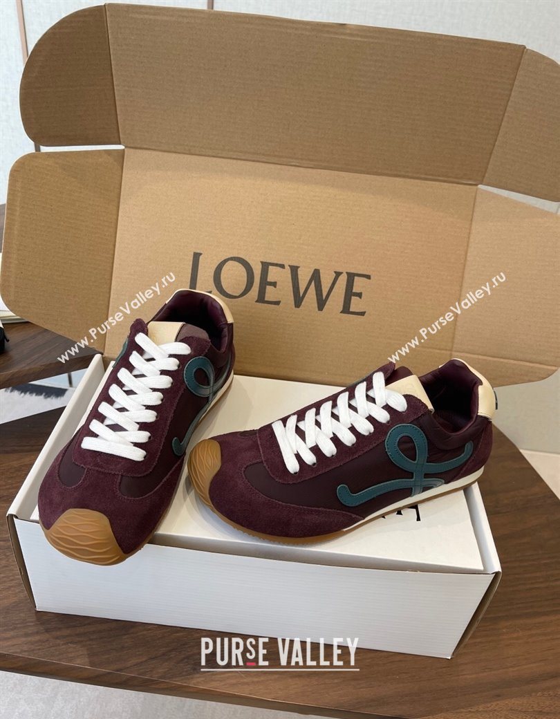 Loewe Ballet Runner 2.0 Sneakers in Nylon and Suede Brown/Green 2025 1210 (KL-251210046)